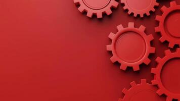 Seamless Loop of Slowly Spinning Red Gears Mechanism Background video