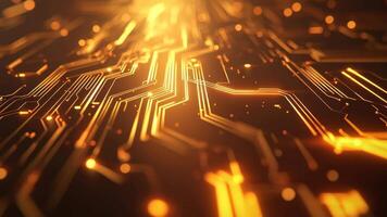 brilhando dourado o circuito borda com dados fluxo ciclo fundo video