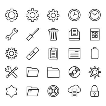 System and Tools Line Icons vector
