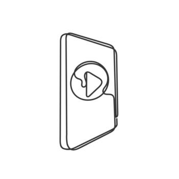 a line drawing of a phone player button vector
