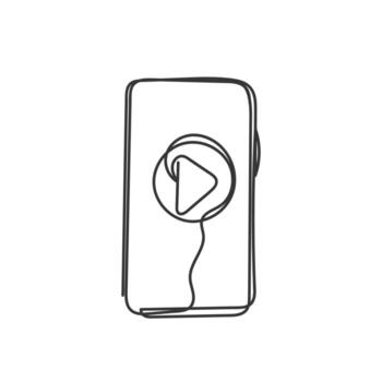 a drawing of a phone with a play button vector
