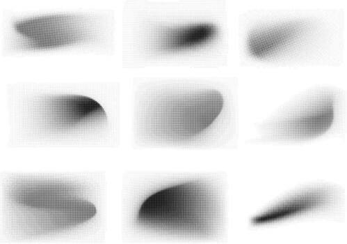 Abstract Wavy Halftone Dot Pattern with Smooth Gradient Dotted Shapes vector