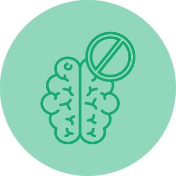 cerebro no trabajando línea doble tono circulo vector