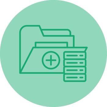 base de datos almacenamiento carpeta línea doble tono circulo vector