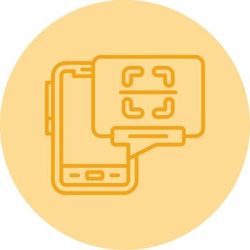 QR Code Mobile Scanner Line Dual Tone Circle vector