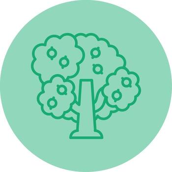 Nutty Walnut Tree Line Dual Tone Circle vector