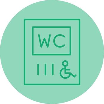 accesible público baño línea doble tono circulo vector