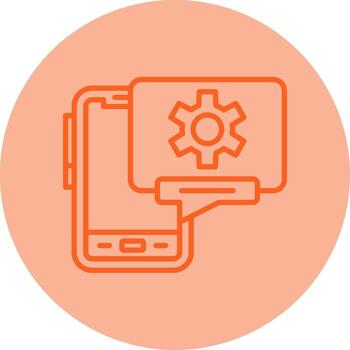 Mobile System Configuration Line Dual Tone Circle vector