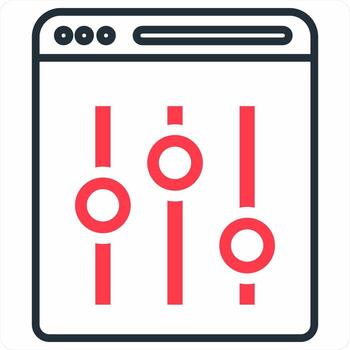 Web Page Settings icon concept in red color icon vector