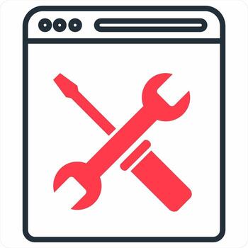 página web configuración icono concepto en rojo color icono vector