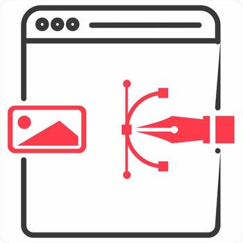 Graphic Design icon concept in red color icon vector