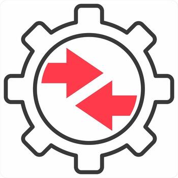 integración icono concepto en rojo color icono vector