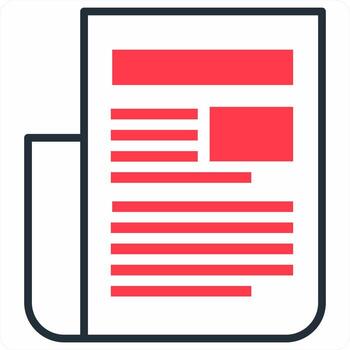 Newspaper icon concept in red color icon vector