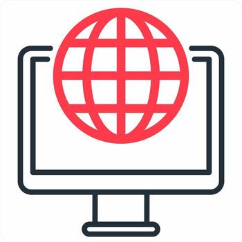 web navegador icono concepto en rojo color icono vector