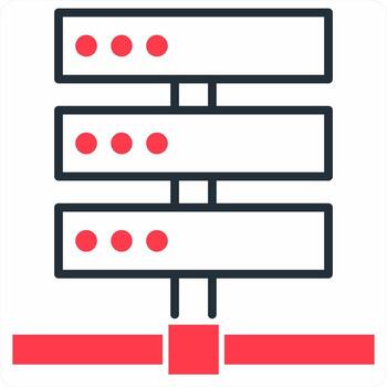 Server and database icon concept in red color icon vector