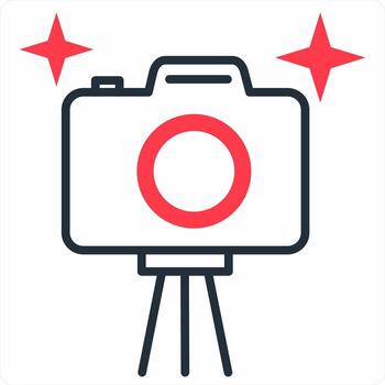 cámara icono en rojo color icono vector