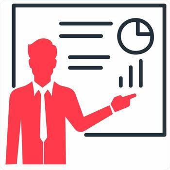 Presentation and meeting icon concept in red color icon vector