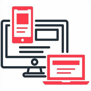 Responsive and mobile icon concept in red color icon vector