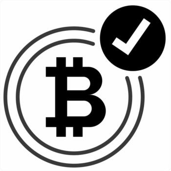 bitcoin aceptado icono concepto en negro color icono vector