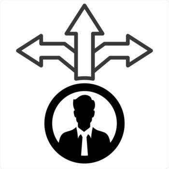 decisión haciendo concepto en negro color icono vector