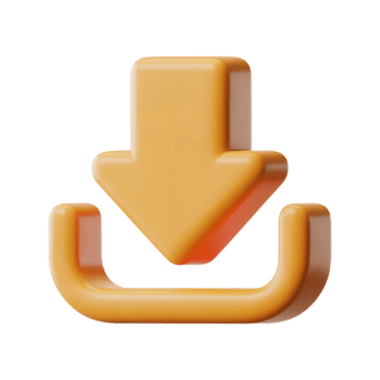 Download Arrow Icon 3D Render Orange Yellow Gradient Save File Transfer Button Web Interface Design Symbol png