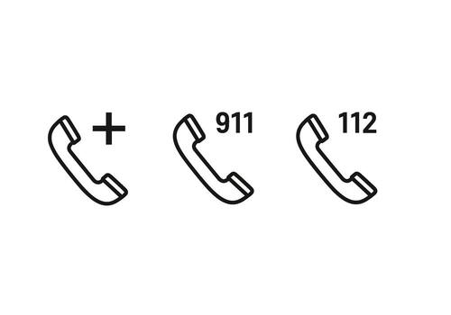 Emergency call icons displaying 911 and 112 numbers on a white symbolizing safety and immediate assistance in urgent situations vector