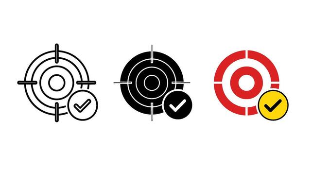 Target with checkmark in a clean setting symbolizing success and achievement conveying a message of accuracy validation and goal completion in busines vector