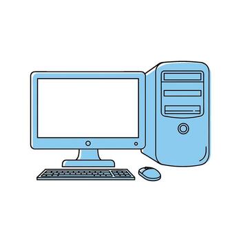 escritorio computadora preparar con monitor teclado y ratón aislado en blanco representando tecnología productividad y moderno espacio de trabajo equipo vector