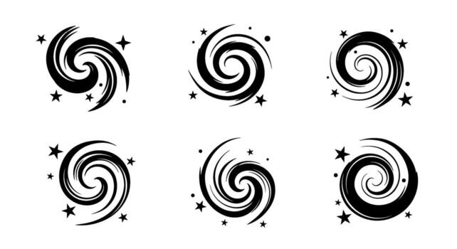 Elegant swirling galaxy icons in a celestial environment representing cosmic energy and the beauty of the universe creating a sense of wonder and awe vector