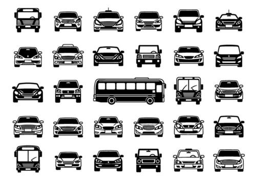 Diverse collection of vehicle front views in a seamless pattern against a white showcasing transportation and automotive industry concepts vector