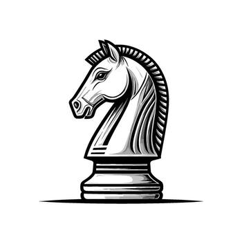 Elegant knight chess piece in black and white standing poised on a chessboard symbolizing strategy intellect and a competitive spirit in the game vector