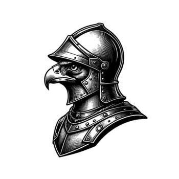 Eagle warrior in shining armor standing guard in a medieval fortress embodying strength and vigilance with a noble and commanding presence vector