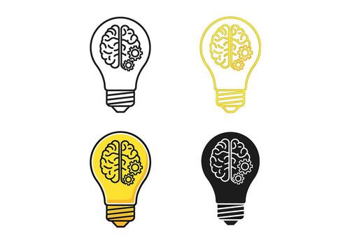 Creative brain inside a light bulb generating innovative ideas and solutions representing intelligence invention and brainstorming in a bright environ vector