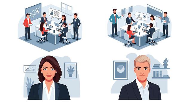 diverso negocio equipo colaborando en un moderno oficina analizando datos y que se discute estrategias Fomentando innovación y trabajo en equipo para exitoso proyecto vector