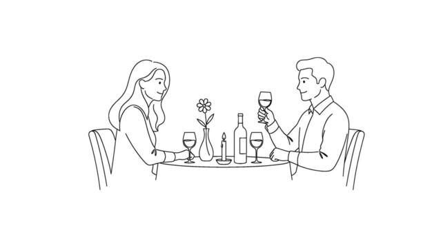 elegante Pareja tostado con vino a un romántico cena en un minimalista restaurante ajuste creando un sensación de intimidad y conexión en san valentin vector