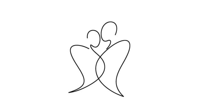 Minimalist line art of two figures embracing in a white space conveying love connection and unity through simple elegant design and flowing lines vector
