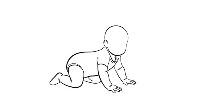 Adorable baby crawling on a white surface exploring the world with curiosity and determination showcasing early development and milestones in a minima vector