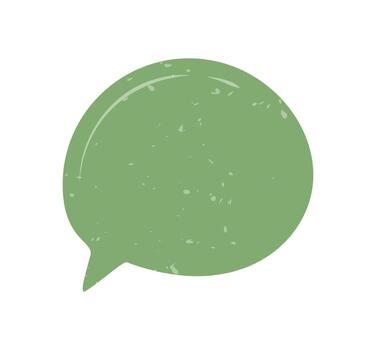 Green hand drawn chat bubble with organic round shape and grunge texture. Speech icon for message, dialogue, and conversation. Perfect for communication, talk, modern chat symbol. vector