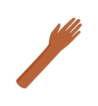Flat diverse human raised hand in colorful style. Ethnic arm gesture with detailed finger shape. Open symbol of unity and culture, ideal for creative multicultural or solidarity concept themes. vector