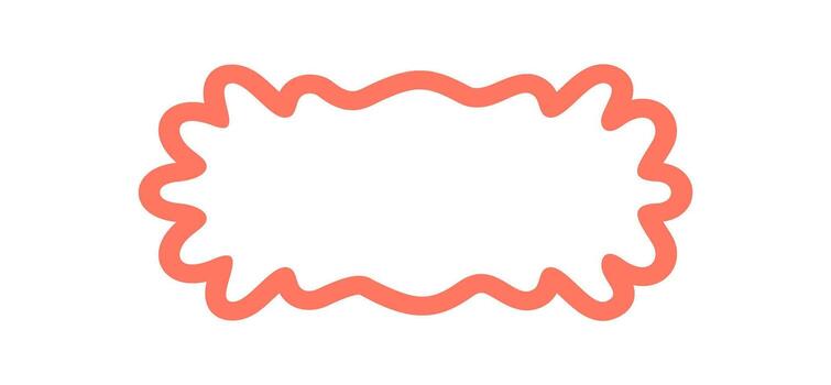 Groovy retro wavy rectangle border frame with hand drawn outline. Cartoon label with coral bubble edge and y2k background, stylish modern choice for playful creative projects. vector