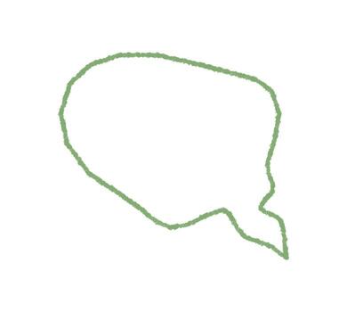 Hand drawn crayon squiggle speech balloon outline with a round contour. Bubble icon for talk and chat message. Sketch style bubble illustration for playful conversation concept. vector