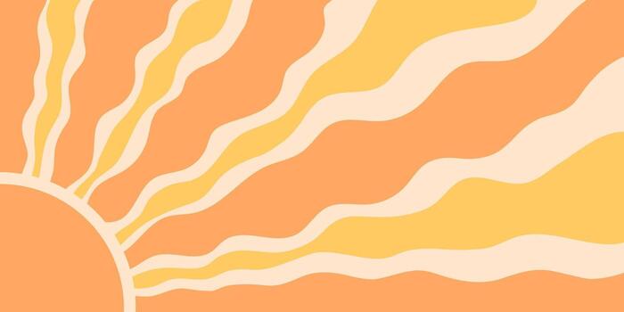 Groovy retro sun burst pattern background with orange and yellow burst in horizontal format. sun and ray design merges sunshine y2k in an abstract, vibrant style ideal for creative backgrounds or vector