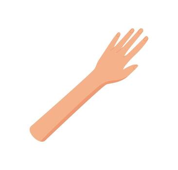 Flat style raised open human hand with fingers pointing upward. Simple hand gesture design with human arm symbol. Abstract representation for communication, culture, and social concepts. vector