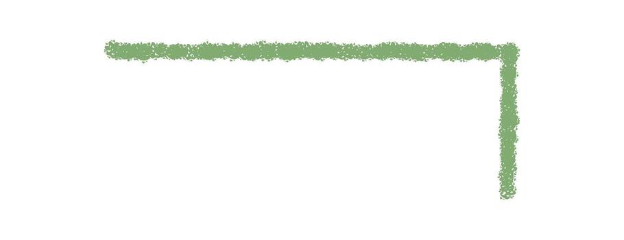 Green crayon hand drawn corner with border and frame edge, sketch style element in isolated composition. This artistic graphic illustration has a textured outline, perfect for child font vector