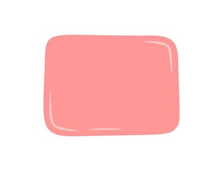 Pink sticker frame in an organic hand drawn and doodle style. Unique blob rectangle and quote textbox with soft background for card design or label. Abstract patch as creative template for vector
