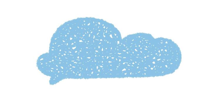 azul nube burbuja en lápiz de color Escribiendo estilo con un juguetón textura. orgánico habla forma para charla o mensaje gráfico. pensativo elemento para creativo comunicación conceptos. vector