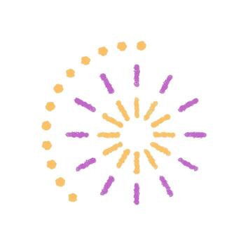 festivo lápiz de color Estallar con redondo petardo Chispa - chispear. un fiesta modelo con bosquejo Starburst y elemento brillar formar un energético Fuegos artificiales diseño. celebracion textura y fiesta visual acento. vector