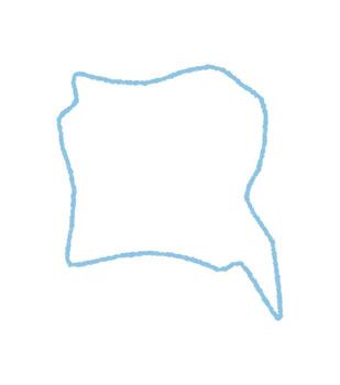 Hand drawn wavy bubble in blue crayon style with a soft contour. This speech textbox shows a playful chat and message element, perfect for communication and creative quote illustration. vector