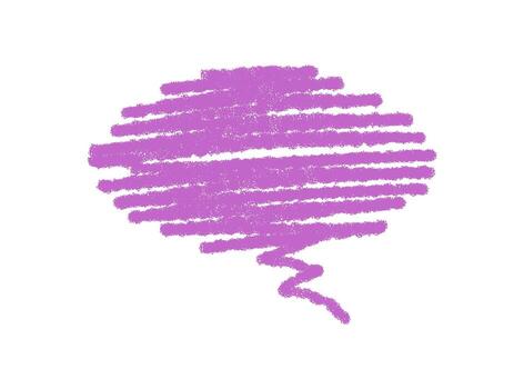 Crayon sketch speech bubble box with chat message and memo balloon form in playful style. Conversation icon and chat box create a bright communication symbol. Abstract pink element with soft pastel vector