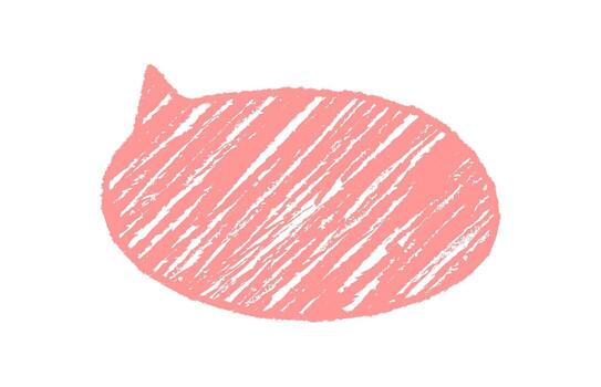 rosado lápiz de color habla burbuja en un orgánico oval forma con diagonal bosquejo textura. gráfico elemento para circulo charla y mensaje comunicación, texto realce en moderno resumen estilo. vector